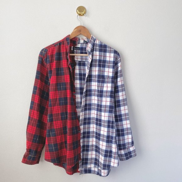 Reworked Half & Half Spliced Oversized Flannel - Picture 4 of 5